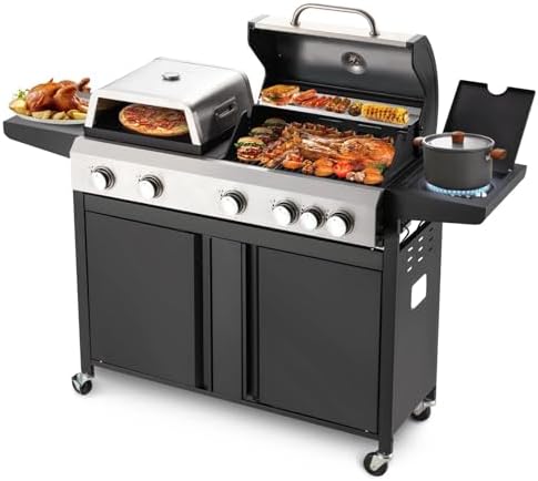 5‑Burner 74000 BTU 3‑In‑1 Propane Gas Grill Combo with Side Burner by UPHYB