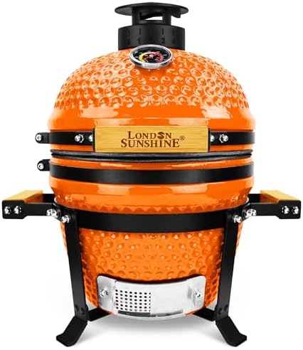 London Sunshine 13-Inch Ceramic Kamado Grill, Waterproof Vent Cap, Orange by LondonSunshine