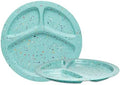 bzyoo 11-Inch Divided Plates Set of 2, 100% Melamine Portion Control Plates for Adults & Kids, Modern Confetti Pattern, BPA-Free & Dishwasher Safe, Ideal for Camping, RV, and Daily Use (Green) by bzyoo