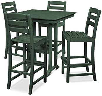 POLYWOOD® La Casa Café 5-Piece Farmhouse Trestle Bar Set in Green by Unknown