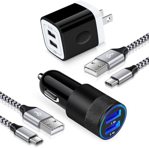 USB C Samsung Fast Car Charger for Galaxy S26 Ultra S26 S25 Ultra S25 FE A17 A16 A15 A36 A56 Z Flip7 Fold7 A55 iPhone 17e 17 16e 16 15 Pro Max,Rapid Wall Charger+Car Charger Adapter+2 Type C Cable 3ft by SIXSIM