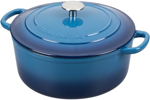 EDGING CASTING Enameled Cast Iron Dutch Oven Pot with Lid, 7 Quart, Round Dutch Ovens for Bread Baking, Bread Oven, Oven Safe up to 500°F, Lake Blue - Image 2