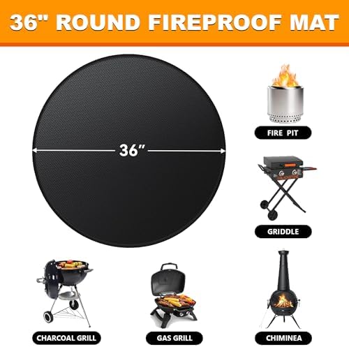 36" Fire Pit Mat for Solo Stove Bonfire, Round Fireproof Under Grill Mats for Outdoor Grill, Patio Protector Pad, Round BBQ Mat, Solo Stove Accessories - Image 7