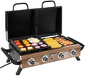 GD4002TPY Portable Tabletop Grill & Griddle Combo Bronze Gold by GrillsHouse