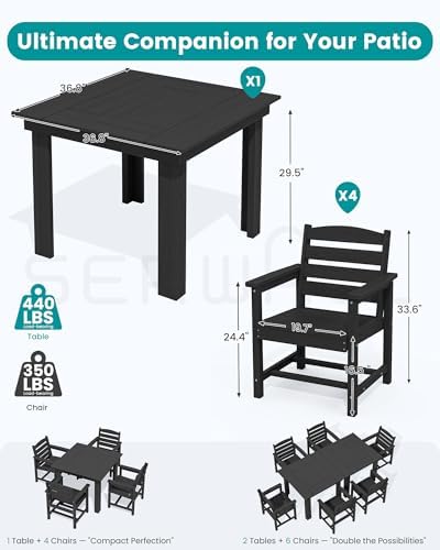 SERWALL HDPE Outdoor Square Dining Set for 4 - Image 2