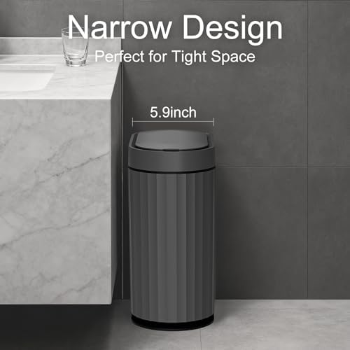 ELPHECO Bathroom Trash Can with Automatic Lid, 2 Gallon, Cement Grey Black - Image 4
