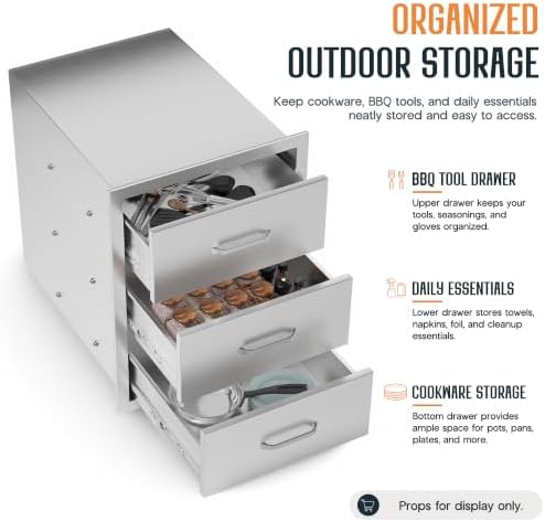 SPECRAFT 18 in Stainless Steel Outdoor Kitchen 3-Drawer Cabinet - Image 4