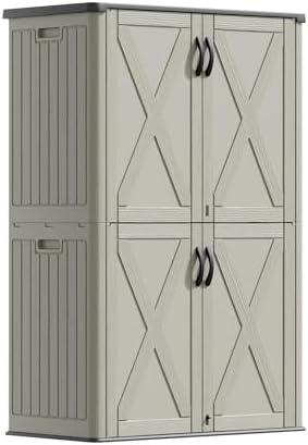 Devoko 50 Cu Ft Plastic Outdoor Storage Cabinet, Beige by DEVOKO