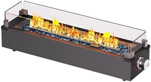 Ciays 28 Inch Table Top Propane Fire Pit, 50,000 BTU Tabletop Firepit with Glass Wind Guard & Glass Beads, Portable Outdoor Portable Fireplace for Patio and Camping by Ciays