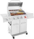 Royal Gourmet 4-Burner BBQ Cabinet Style Gas Grill with Side Burner, Silver by RoyalGourmetCorp