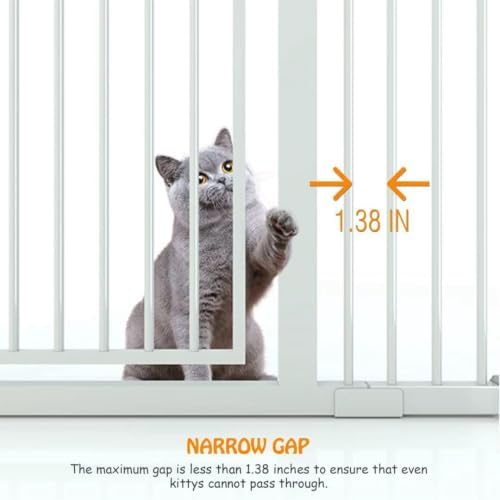 74.8" Extra Tall pet Gate,29.5-51.6" Wide cat gate for Doorway Pet Gate with Cat Doors NO Drilling Pressure Mount Kit for Cats and Dogs Indoor Doorways liveing Room Bedroom，White - Image 5