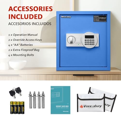 Voncabay Money Safe Box for Home with Digital Keypad, 1.5 Cu. Ft., Blue - Image 6