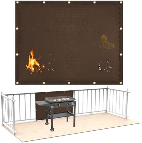 Fireproof Grill Heat Shield for Deck Railing/Wall, 4'x3', Brown by Amerbro
