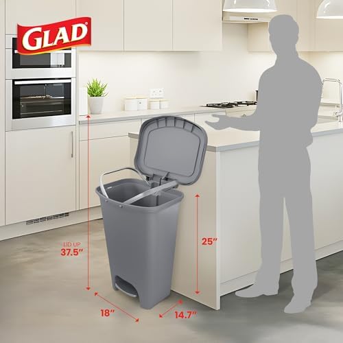 Glad Trash Can with Clorox Odor Protection | Plastic Bin, 13 Gallon, Grey - Image 2