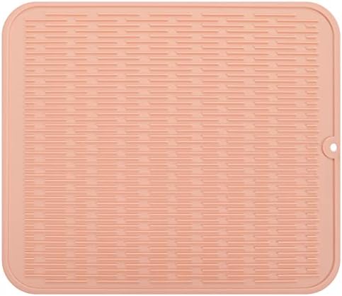 MicoYang Silicone Dish Drying Mat for Multiple Usage,Easy clean,Eco-friendly,Heat-resistant Silicone Mat for Kitchen Counter or Sink,Refrigerator or Drawer Liner Pink XL 18 inches x 16 inches by MicoYang