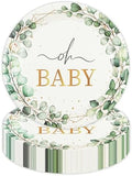50 PCS Eucalyptus Baby Shower Paper Plates, 7Inch Greenery Oh Baby Dessert Plate Party Supplies Disposable Tableware Sets for Boys or Girls Gender Reveal Shower Party Decorations Favors by Unknown