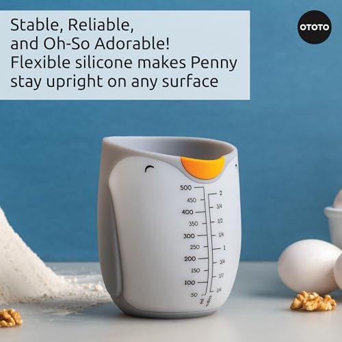 OTOTO Penny Penguin Silicone Measuring Cups for Cooking - 500ml Cute Measuring Cups for Baking, BPA-Free, Microwave Safe, Penguin Gifts, Cute Kitchen Accessories, Funny White Elephant Gifts - Image 4