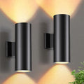 DAKAFUL Outdoor Wall Lights 2-Pack, Modern Cylinder Up and Down Light Fits Standard E26 Bulbs, Waterproof Exterior Wall Sconce for Porch Patio Door, Matte Black by DAKAFUL