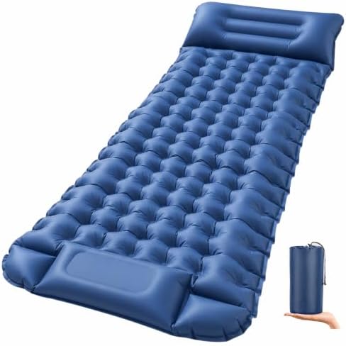 Overmont Ultralight Camping Sleeping Pad with Pillow, Built-in Foot Pump by Overmont