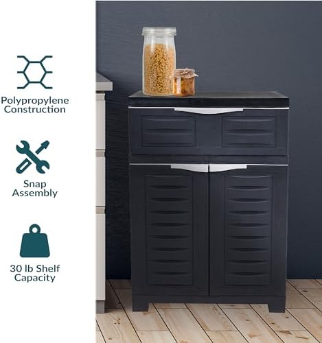 Sunnydaze 34.5" Garage Storage Cabinet with Adjustable Shelf, Charcoal - Image 4