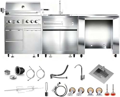 BODEGA Stainless Steel Outdoor Drawer Cabinets for 30 Inch Outdoor Kitchen Propane Gas Grill with 2 Drawers and Propane Tank Storage, Commercial Sinks Cabinet and outdoor refrigerator cabinet Combo. by BODEGA