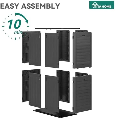YITAHOME 60 cu ft Tall Outdoor Storage Shed w/o Shelf, Resin Vertical Outdoor Storage Shed, Large Waterproof Storage Cabinet for Garage, Poolside, and Garden (Dark Gray + Black) - Image 6