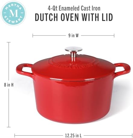 Martha Stewart Gatwick 4 Quart Enamel Cast Iron Dutch Oven - Red - Image 2