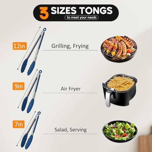 Silicone Tongs for Cooking Non-Stick Pans Grilling Air Fryer Salad - Image 3