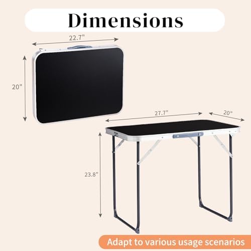 Aluminum Folding Camping Table, Folding Table (Black, 2.3FT) - Image 2