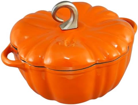 Flavehc Pumpkin Dutch Oven Pot with Lid 3.8 Qt, Enameled Cast Iron, Halloween Decor - Image 4