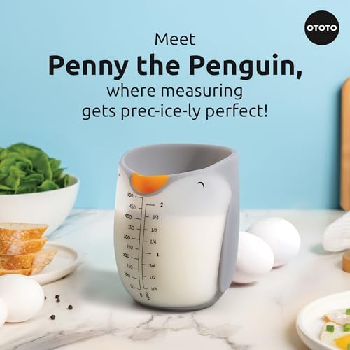 OTOTO Penny Penguin Silicone Measuring Cups for Cooking - 500ml Cute Measuring Cups for Baking, BPA-Free, Microwave Safe, Penguin Gifts, Cute Kitchen Accessories, Funny White Elephant Gifts - Image 2