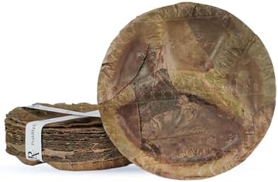 Siali Leaf Disposable Party Plates | Eco-Friendly Bio-Degradable Compostable Natural Plates | Theme Party, Wedding, Dinner (Brown, 12 Inche) by PrakRtyA