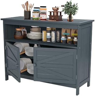 HIPS All-Weather Outdoor Storage Cabinet,Outdoor Sideboard with Magnetic Doors,3-Shelves Patio Storage Cabinet, Used for Garden,Buffet Cabinet,TV Stand, Bar Table,Balcony by CONGFUTT