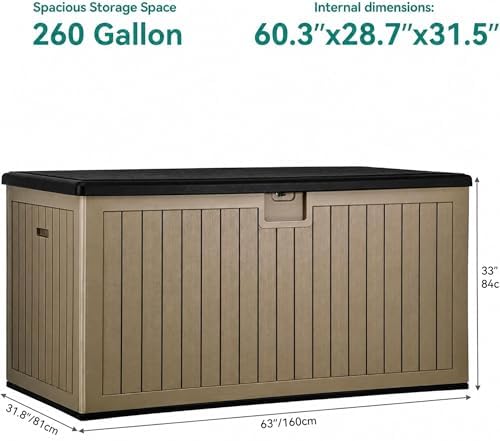 YITAHOME 260 Gallon Large Deck Box with Divider & Side Handles - Image 6