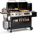 Captiva Designs 3 Burner Gas Charcoal Combo Grill with Offset Smoker, Black by CaptivaDesigns