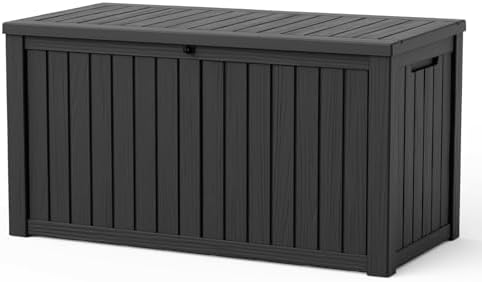 200 Gallon Resin Deck Box, Outdoor Storage Box, Waterproof UV Resistant，Weatherproof Organizer for Patio Furniture Cushions, Pool Accessories, Garden Tools, Indoor & Outdoor Use, Black by ASKPASS
