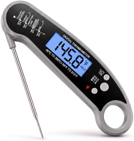 Digital Meat Thermometer, Instant Read Food Thermometer for Cooking, Grey by ONFIKY
