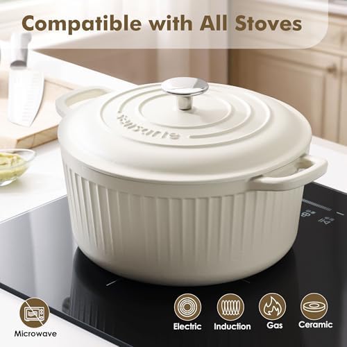 SENSARTE 3.5QT Enameled Cast Iron Dutch Oven Pot with Lid&Cotton Potholders - Image 6