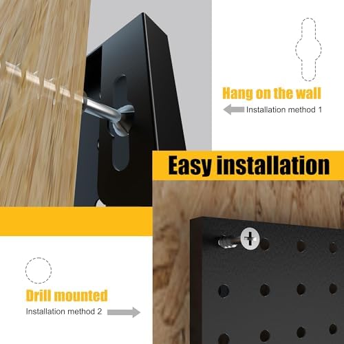 Spampur Peg Board, 4 Pack Metal Black Pegboard Panels with 50 Hooks - Image 6