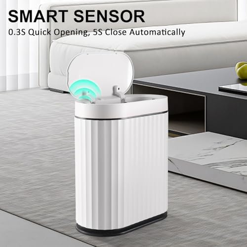 ELPHECO Bathroom Trash Can with Lid, 2 Gallon, Motion Sensor, Black White - Image 3
