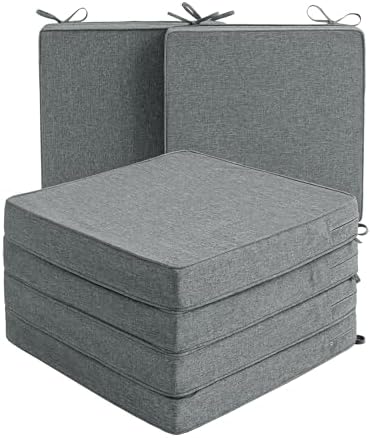 Outdoor Chair Cushions, Chair Pads, Set of 6, 17 x 16 in, Dark Grey by Unknown
