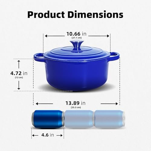 6 QT Blue Enameled Cast Iron Dutch Oven with Lid - Image 2
