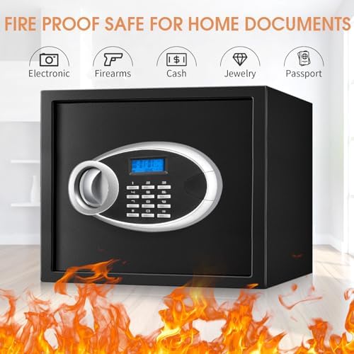 1.8 Cuft Fire proof Safes for HOME USE, Anti-Theft Digital Personal Security Safety Box with Electronic Keypad and Spare Keys, Home Safes Fireproof Waterproof for Money Medicine Document Valuables - Image 2
