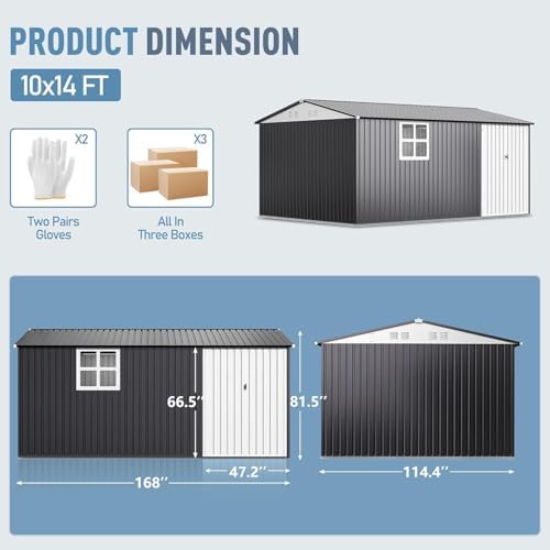 AirWire 14x10 FT Outdoor Metal Storage Shed with Window - Image 2