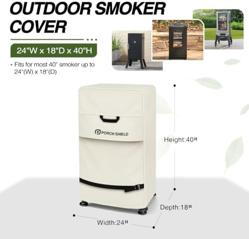Porch Shield 40 inch Outdoor Smoker Cover 24W x 18D x 40H inch, Beige - Image 2