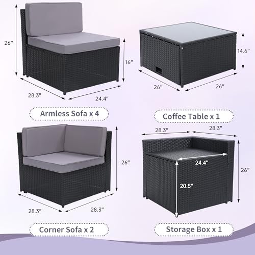 KROFEM 8 Piece Patio Furniture Set, Outdoor Modular Conversation Set - Image 6