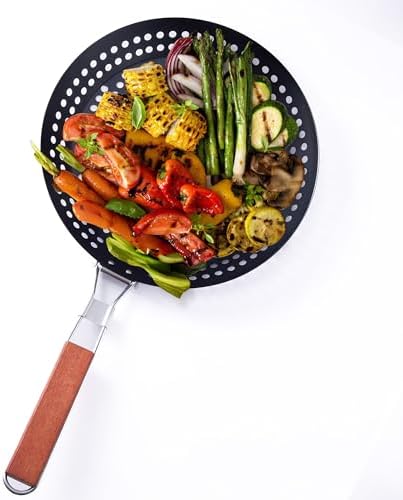 12 in Kozmatik Turkish Grill Pan, Nonstick Carbon Steel Basket - Image 2