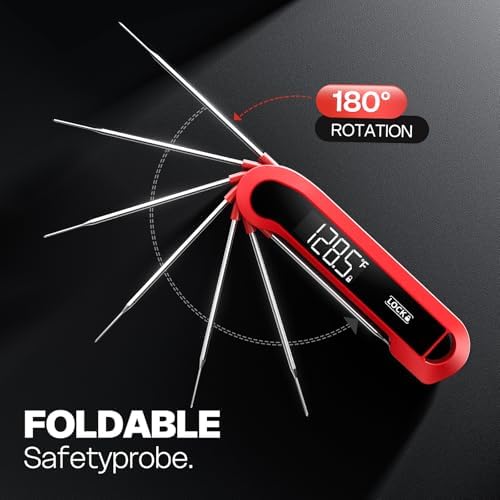 0.3 Sec Instant Read Meat Thermometer Digital for Cooking, Red - Image 5