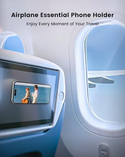 amBand Airplane Travel Essential Accessories Phone Holder for Women Men, Magnetic Suction Cup Phone Mount for Flying Plane Seat Back Screen, Long Flight Must Have Hands-Free for Selfie/Video, Sky Blue - Image 2