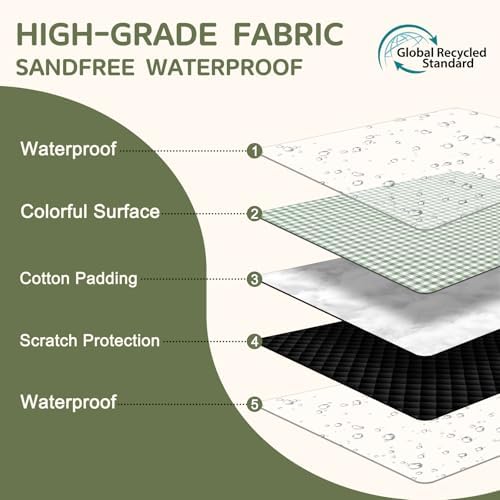 Genovega Waterproof Sandproof Beach Blanket Picnic Outdoor Mat Rug Extra Large Foldable Sand Free Big Giand XL Car Essential Roadtrip Gadget Rv Accessories Gear Must Haves Hiking Items Necessities - Image 4